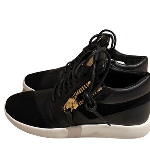 Giuseppe Zanotti Black Sneakers with Gold Zipper Accent EU 39